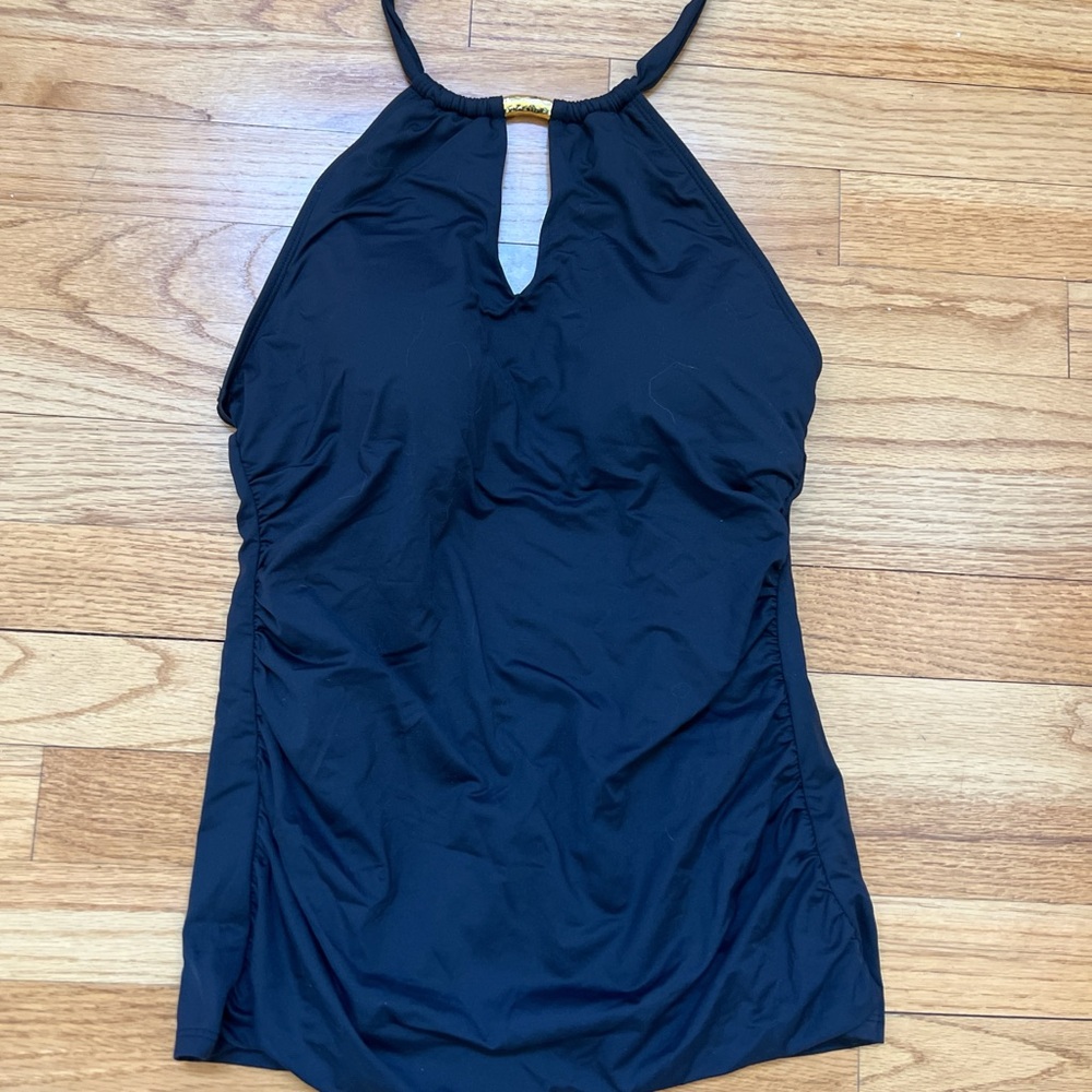 Ralph Lauren Black Halter One-Piece Swimsuit with Keyhole